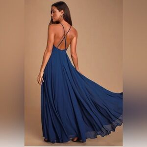 Lulus Mythical Kind of Love Dark blue Maxi Dress